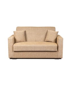 Divano letto "nora" 2 posti in tessuto beige, 155x80x87 cm